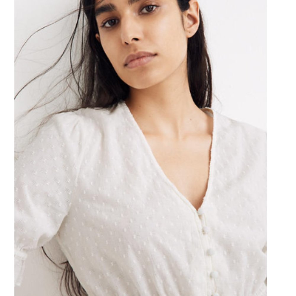 V-Neck Peplum Popover Top in Clipdot